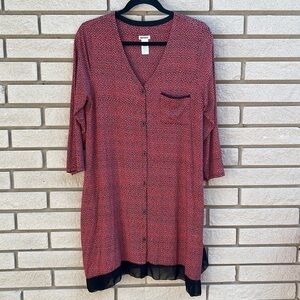 DKNY Button Front V-Neck Sleepshirt Sz M